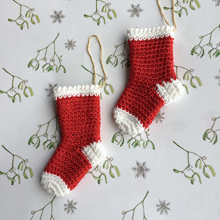 Two mini crochet stockings