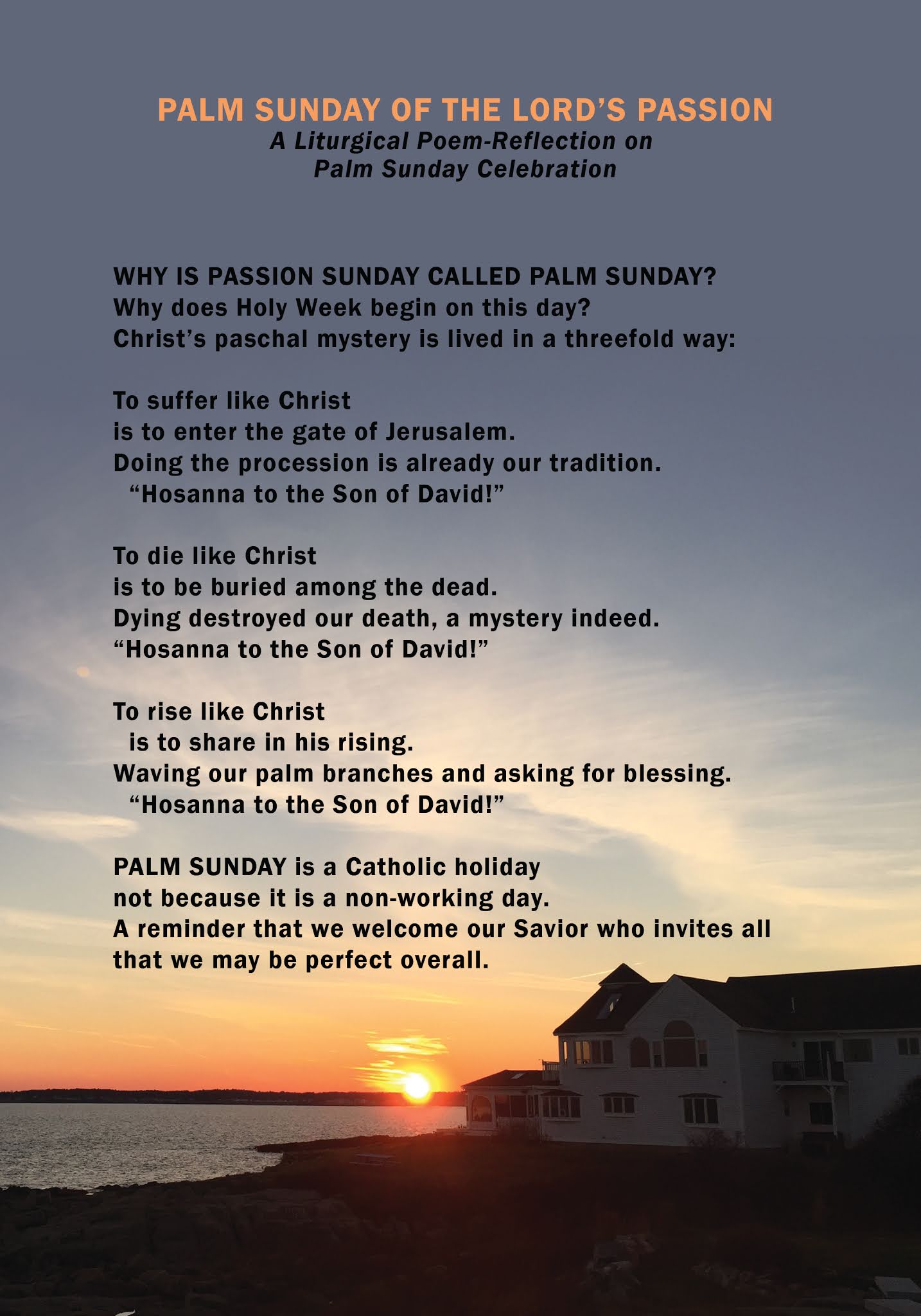Aletheia Publishing Palm Sunday Liturgical Poem by Rev. Fr. Joel Caasi