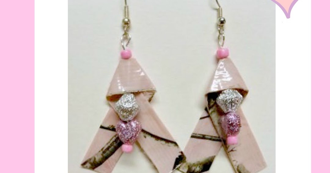 Make it easy crafts How to make simple duct tape earrings for Breast Cancer Awareness