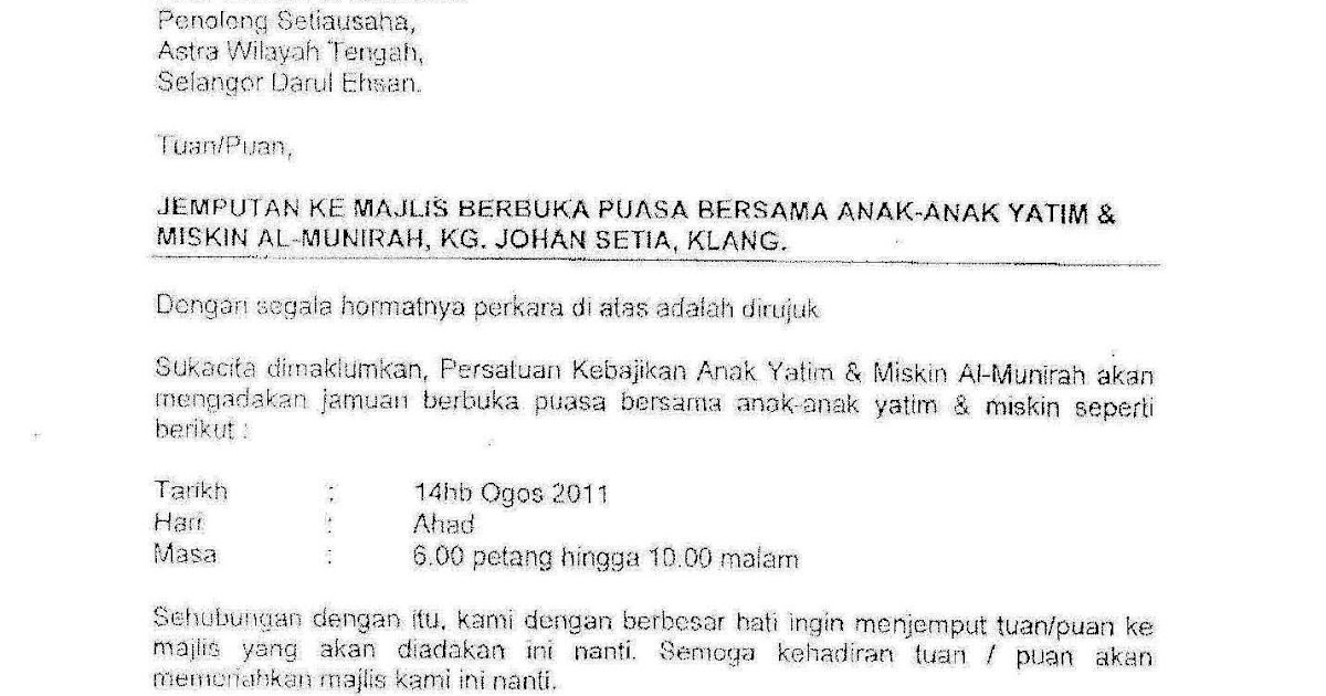 Contoh Surat Jemputan Anak Yatim Contoh Surat