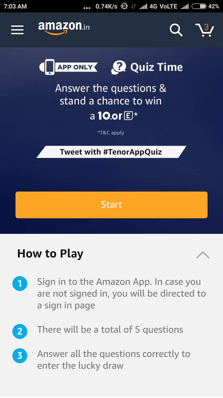 Answers for Amazon 10.orE Quiz on 7th September 2017 and win 10.Or E