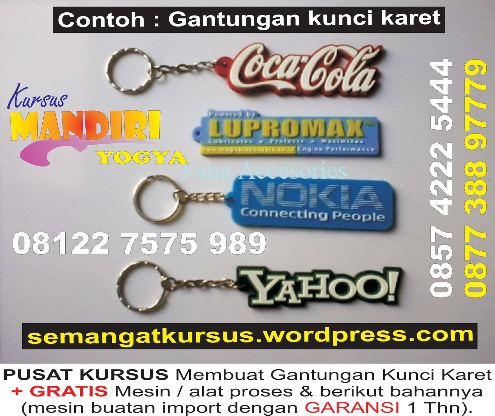 Gantungan kunci karet, Frosted, Fiberglass, Digital printing, Emboss