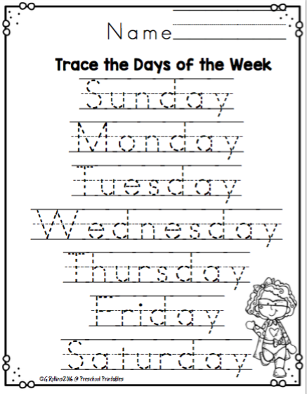 superhero days of the week worksheets preschool printables superhero days of the week worksheets preschool printables