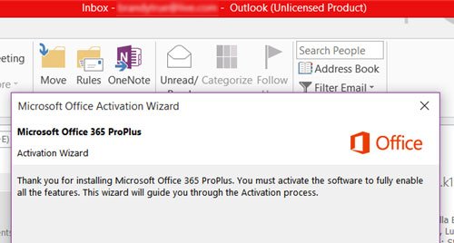 ข้อผิดพลาด Microsoft 365 Unlicensed Product ในแอป Office