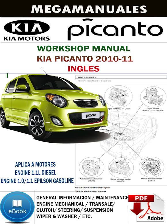Manual Taller Kia Picanto 2009 2010 2011 ingles Manuales De Mecanica