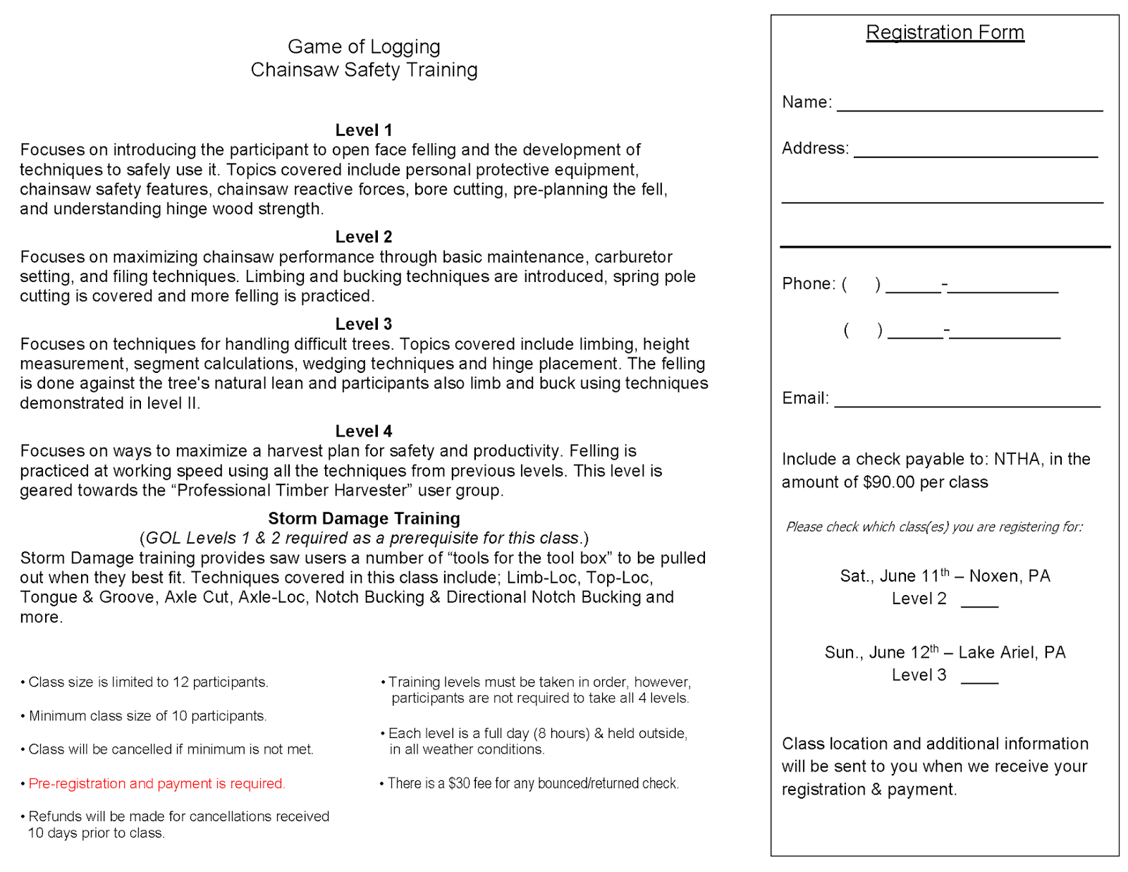 PA SFI Professional Timber Harvester Training Program Game of Logging