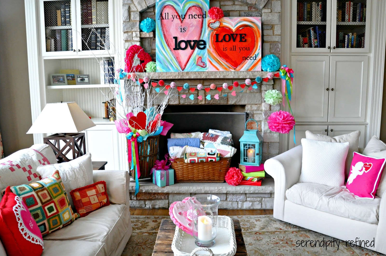 Serendipity Refined Blog Valentines Day Mantel (Easy Decorating}