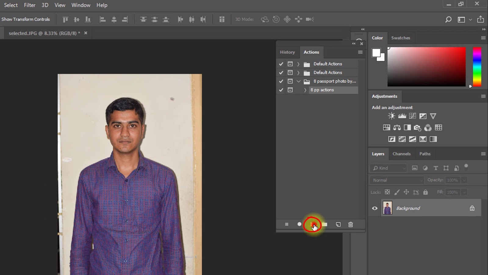 1 Click Automatic Passport Size Photo in Actions 2020 DVC