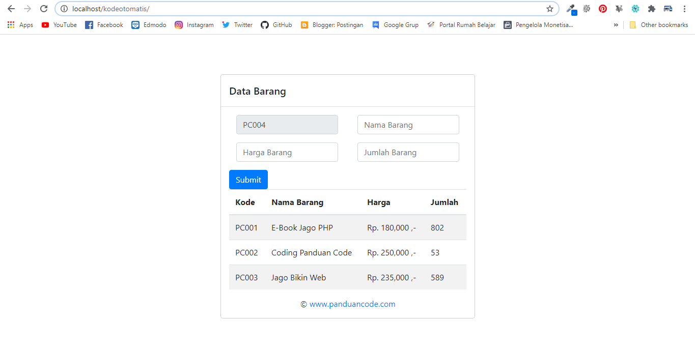 Cara Membuat Kode Otomatis PHP MySQLi