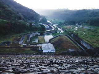 Natural Landscape Titab Ularan Dam Water Output Infrastructure Between Hills At Ularan Village North Bali Indonesia