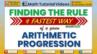 tutorial videos, youtube videos, arithmetic sequence, arithmetic progression, arithmetic series, common difference, general rule, explicit rule, sequences, nth term, shortcut method, how to videos, math videos, tutorial, AS Level maths, pure mathematics, 9709, Cambridge maths, sequences and series, patterns, sequence formula, series formula, derivations