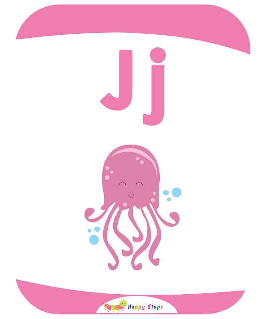 Flashcard Letter -J- Jellyfish