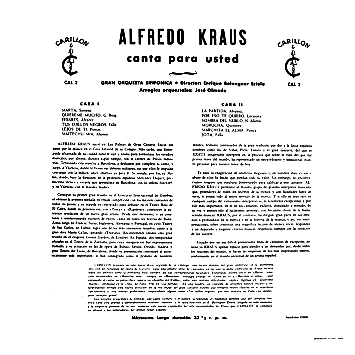 A TODA ZARZUELA ALFREDO KRAUS CANTA PARA USTED...