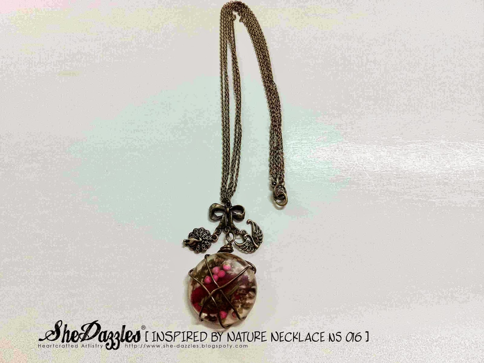 NS 016 Resin Necklace with Potpourri SheDazzles (Malaysia) Charm Bracelet, Handmade