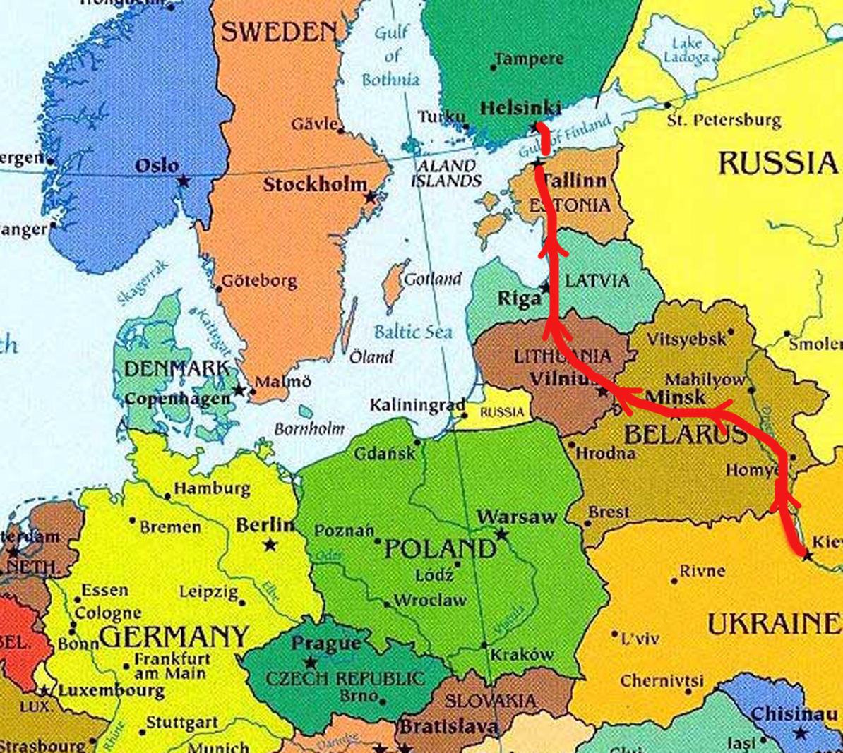 Карта калининградской области на карте европы