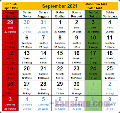 September kalender 2021 bulan Kalender Bulan