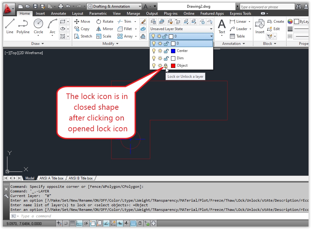 step by step procedure to locking and unlocking layers in AutoCAD