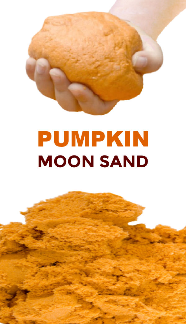 Make your own moon sand using this easy pumpkin recipe perfect for fall play #moonsandrecipe #pumpkinmoonsand #fallactivitiesforkids #playdoughrecipe #growingajeweledrose