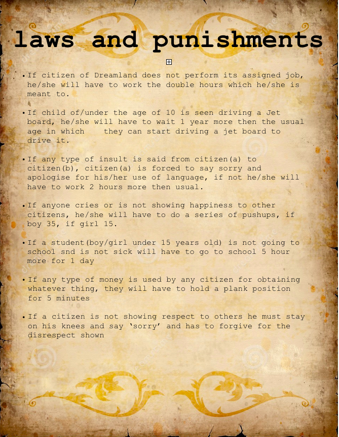 Dreamland Laws and punishments