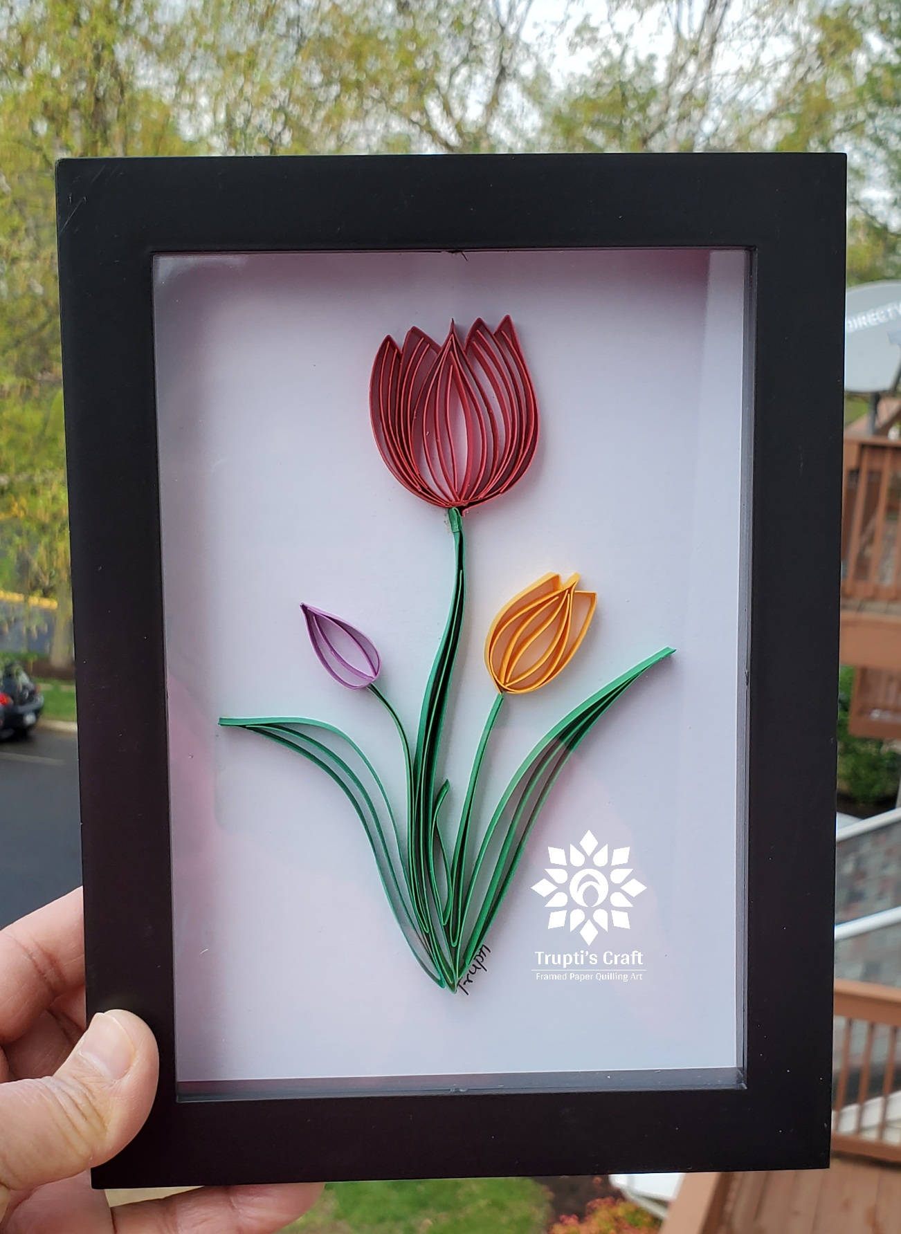 Trupti's Craft Paper Quilling Tulip Flower Frame
