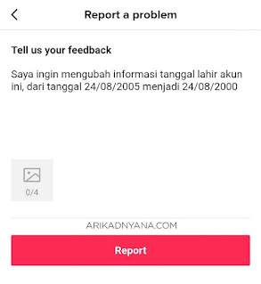 Report Ganti Tanggal Lahir TikTok