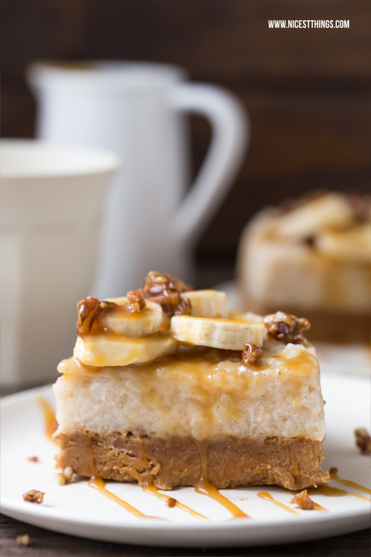 Milchreis Torte Milchreiskuchen mit Bananen und Karamell