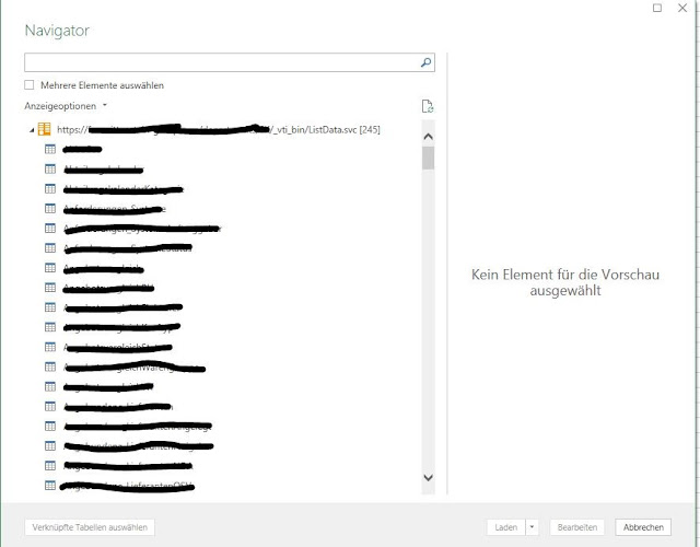 Power Query, Sharepoint Listen als Datenfeed anbinden (ListData.svc
