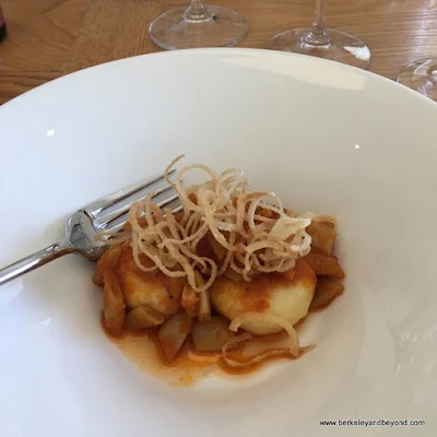 ricotta dumpling at Chef's Table experience at Long Meadow Ranch in St. Helena, California