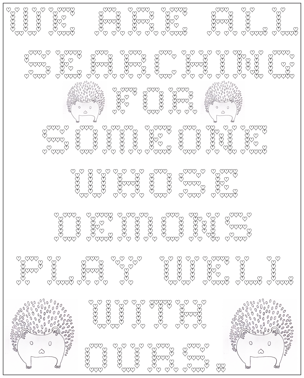 Adult coloring page searchin gfor demons, stefanie girard