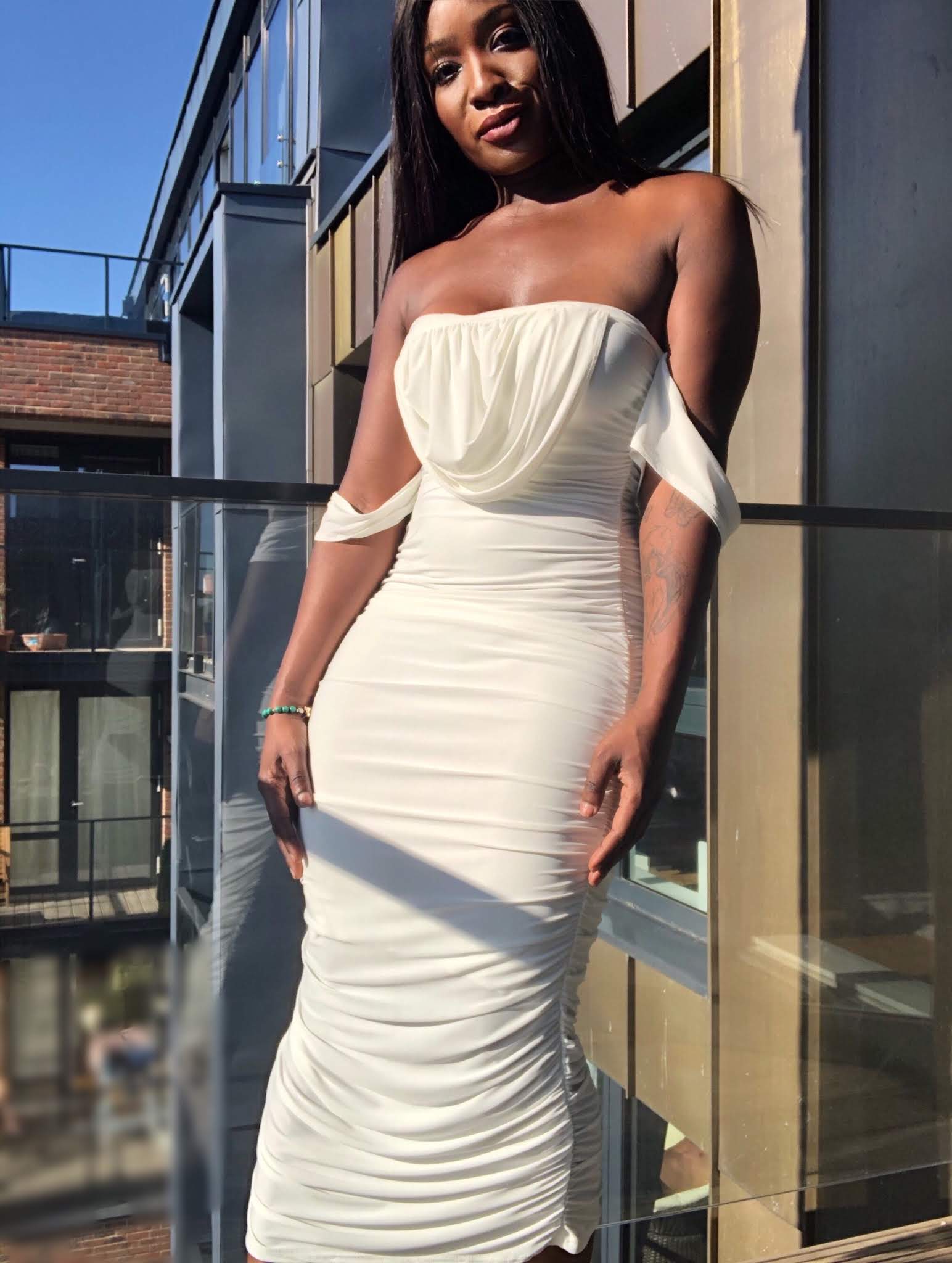 White midi dress