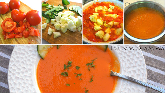Sopa fría de tomate y pepino. Receta paso a paso. sopa fría tomate pepino receta