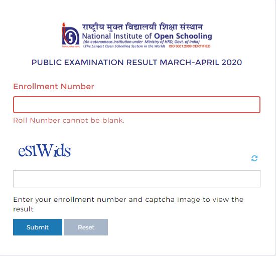 nios result 2020 class 10th