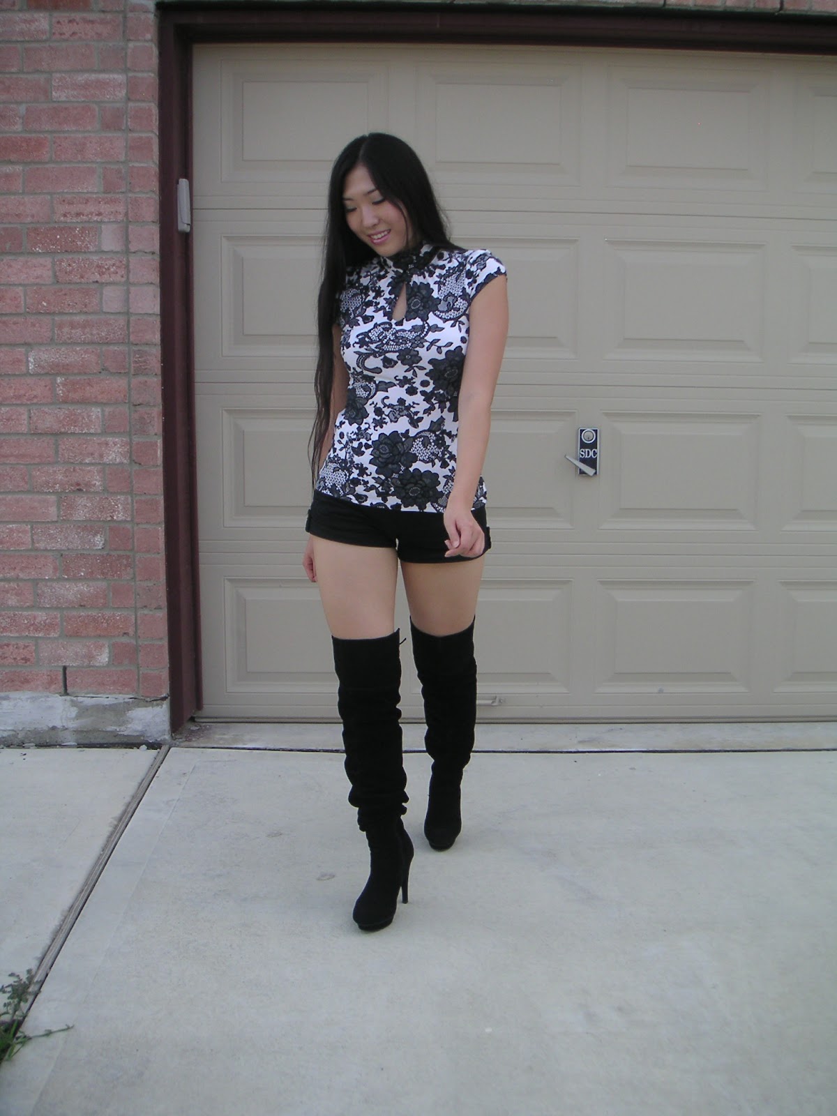 shorts with knee high boots