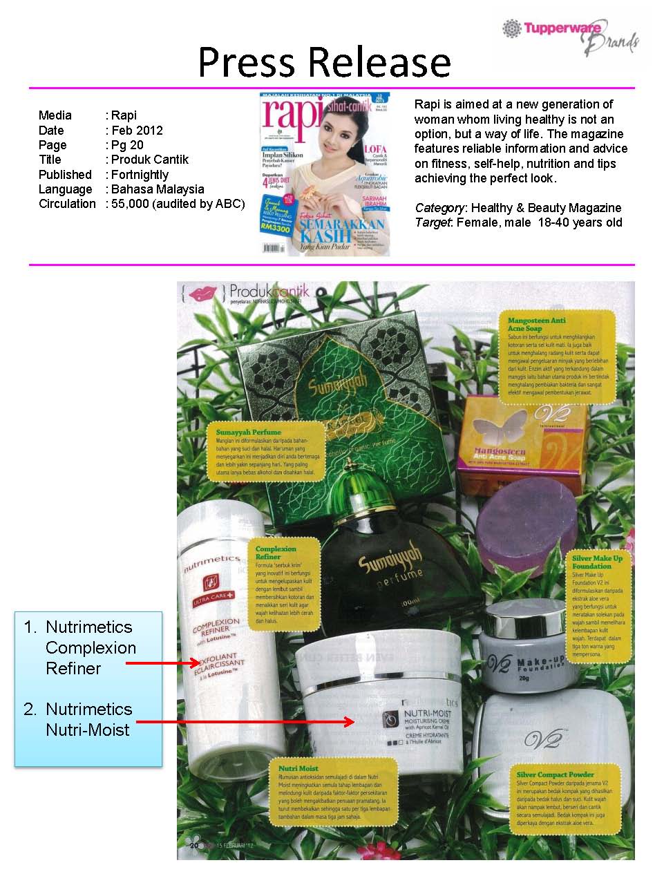::Tupperware Collections::: Nutrimetics Dalam Majalah RAPI.. :)