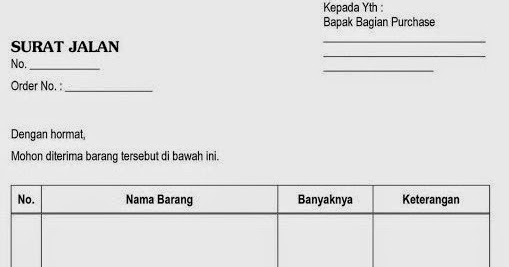 Contoh Surat Jalan Barang