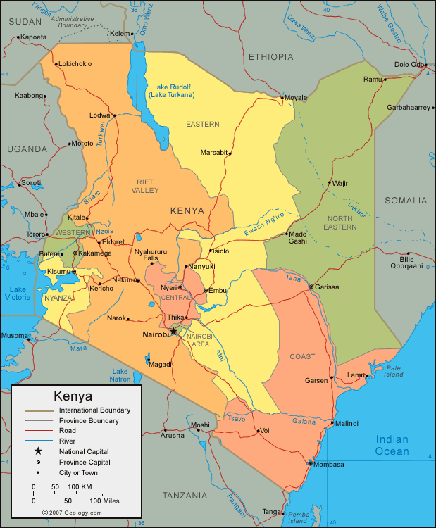 KENYA - GEOGRAPHICAL MAPS OF KENYA