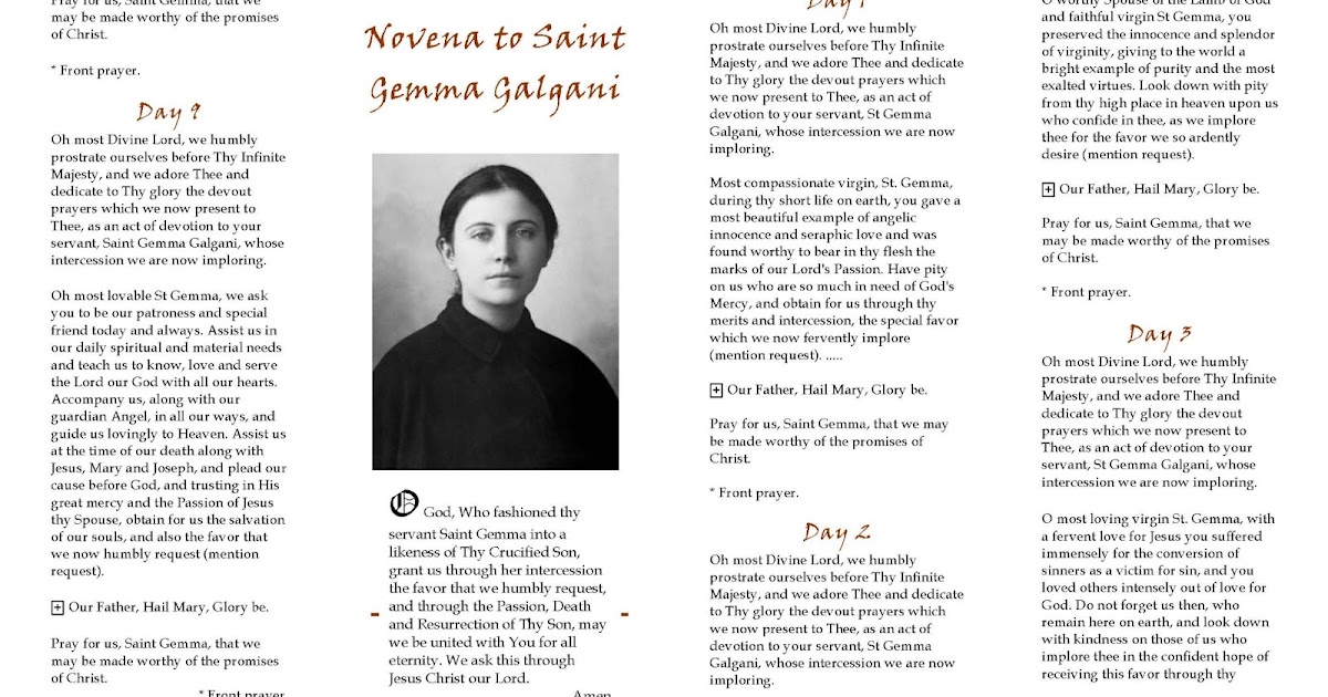St Gemma Galgani Free Printable Saint Gemma Novena Pamphlet