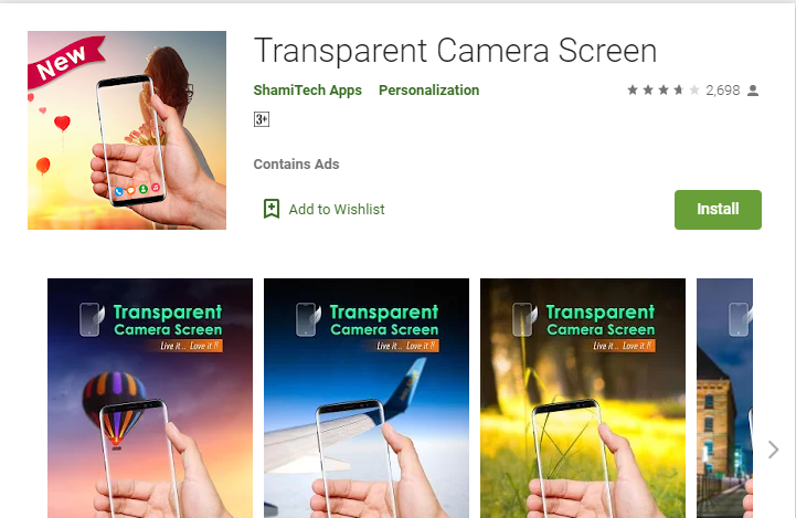 transparent screen apps for smartphone