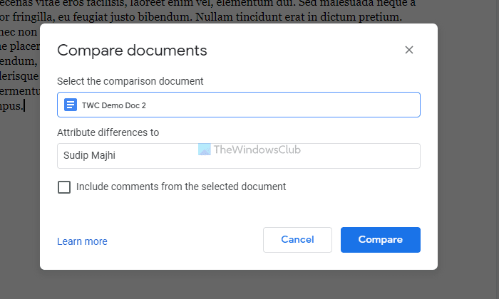 Come confrontare due documenti in Google Docs