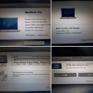 Laptop MacBook Pro 2008 Core2 Duo 2.4GHz 17" RAM 4GB HDD 500GB Kondisi Bekas