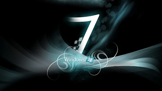 Zwarte Windows 7 achtergrond met witte letter 7