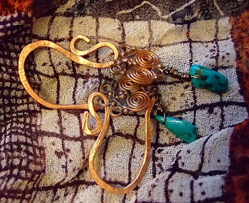 Hammered Copper with Turquoise