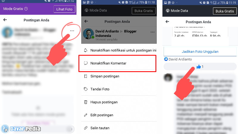 Cara Mematikan Kolom Komentar pada Postingan di Facebook - Davar Pedia