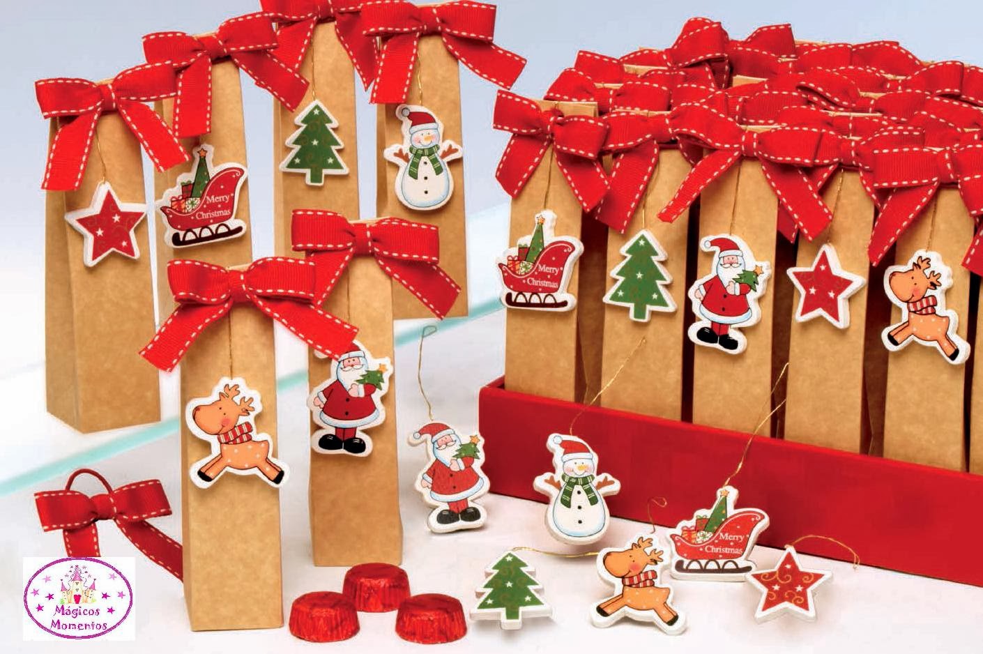 Regalos Navidad - Cajita 3 chocolates y colgante de madera