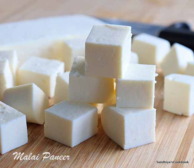 Sandhiya's Cookbook Home made Malai Paneer How to make Paneer at home