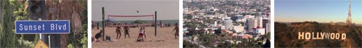 Sunset Blvd, beach volleyball, Lost Angles and the Hollywood sign.