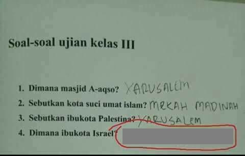 Ditanya Ibukota Israel, Jawaban Anak SD ini Hebohkan Dunia Maya