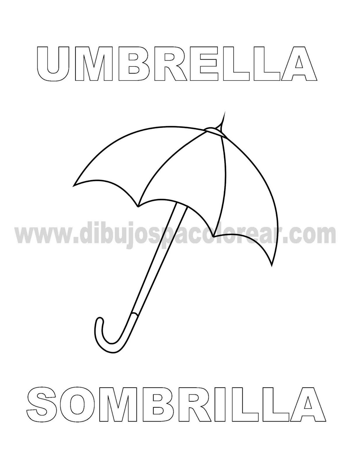 Dibujos Inglés Español con S Sombrilla Umbrella
