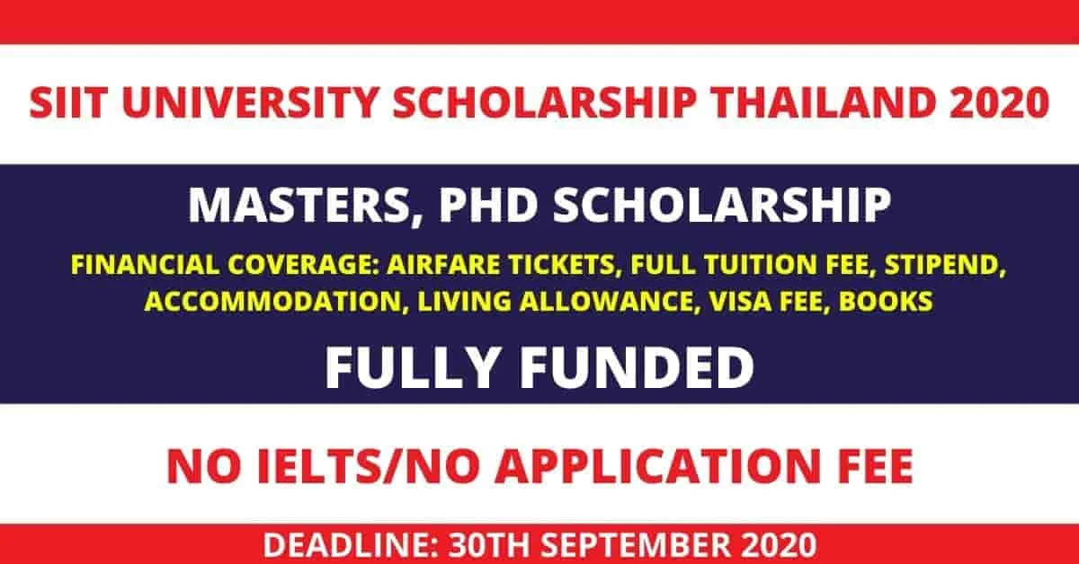 Fully Funded SIIT Scholarship 2020 in Thailand