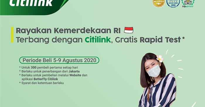 Citilink Sediakan Layanan Rapid Test Gratis untuk Penumpang WANIMBAMBUNG Citilink Sediakan Layanan Rapid Test Gratis untuk Penumpang WANIMBAMBUNG